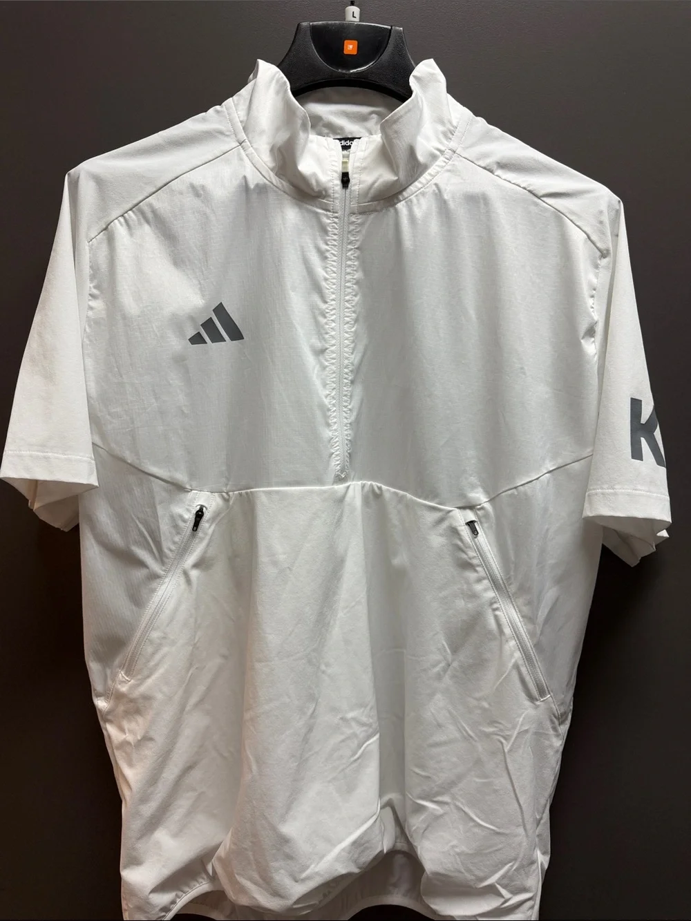 Adidas White Short-Sleeve Half-Zip Performance Top